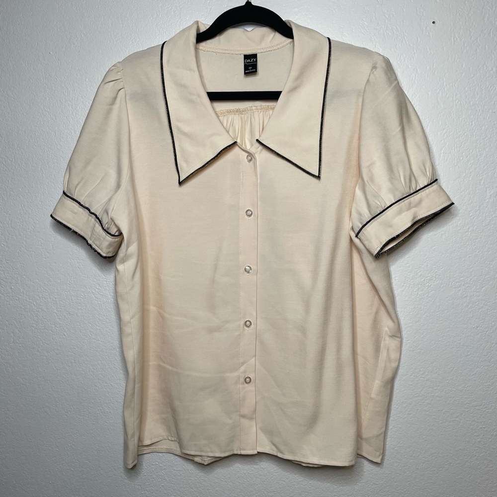 Puff Sleeve Collared Blouse Size L